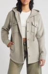 Thread & Supply Hooded Fleece Shacket In Gray