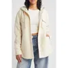 Thread & Supply Hooded Fleece Shacket In Cream