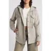 Thread & Supply Hooded Fleece Shacket In Grey