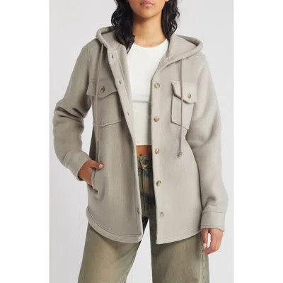 Thread & Supply Hooded Fleece Shacket In Grey