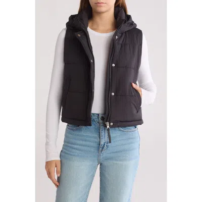 Thread & Supply Hooded Quilted Puffer Vest In Black