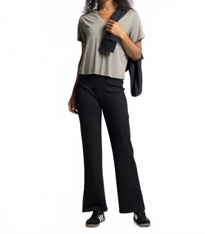 Thread & Supply Izzy Elastic Waistband Pants In Black Rib - Hoc Winter