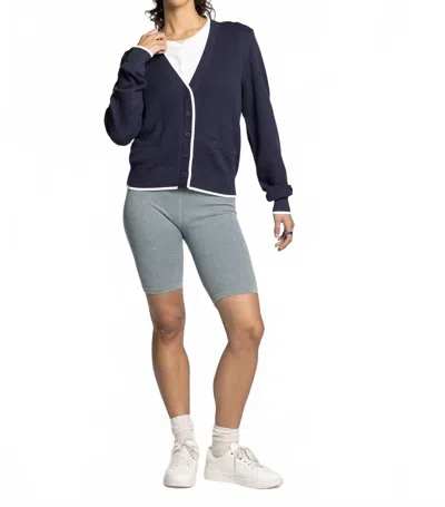 Thread & Supply Jessie Button Front Cardigan In Charcoal Blue - Hoc Winter