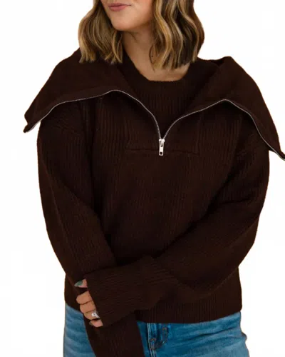 Thread & Supply Josie Half Zip Pullover In Dark Brown