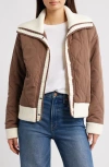 Thread & Supply Knit Collar Quilted Jacket In Brown