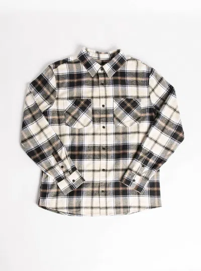 Thread & Supply Xander Flannel Long Sleeve Shirt In Black Olive In Beige