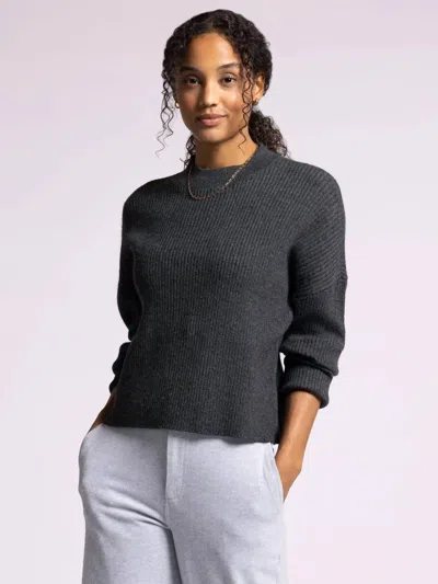 Thread & Supply Lana Rib Crewneck Sweater In Black In Gray