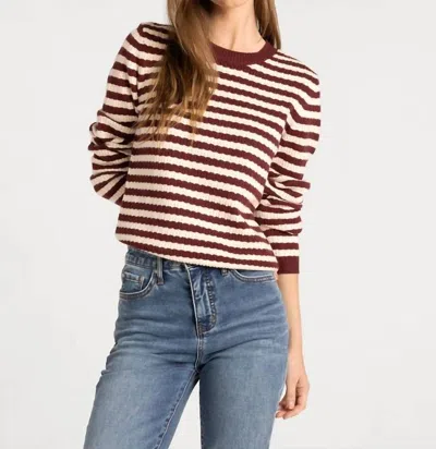 Thread & Supply Lawson Sweater In Ecru/burgundy Stripe In Brown