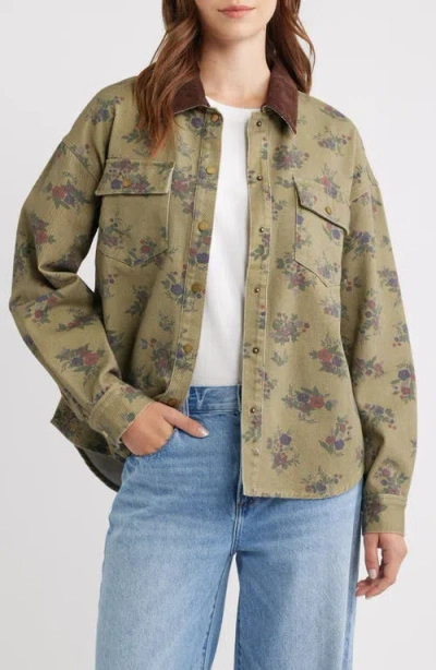 Thread & Supply Leopard Print Cotton Denim Shacket In Multi
