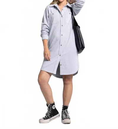 Thread & Supply Leslie Mini Shirt Dress In Grey Heather In Silver