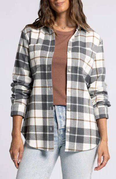Thread & Supply Lilou Plaid Cotton Flannel Button-up Shirt In Black Olive Plaid