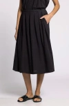 Thread & Supply Lydia Pleated Linen Blend Midi Skirt In Black