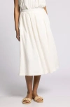 Thread & Supply Lydia Pleated Linen Blend Midi Skirt In White