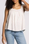 Thread & Supply Lydia Pleated Linen Blend Tank In White