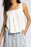 Thread & Supply Lydia Pleated Linen Blend Tank In White