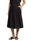 Thread & Supply Lydia Pleated Linen Blend Midi Skirt In Black