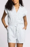 Thread & Supply Marina Stripe Cotton Romper In Blue