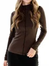 Thread & Supply Marisol Long Sleeve Top In Brown/black In Brown