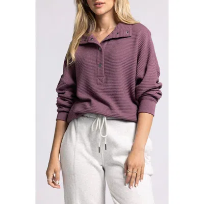 Thread & Supply Merrick Snap Placket Top In Eggplant Heather