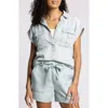 Thread & Supply Moore Short Sleeve Chambray Top In Blue