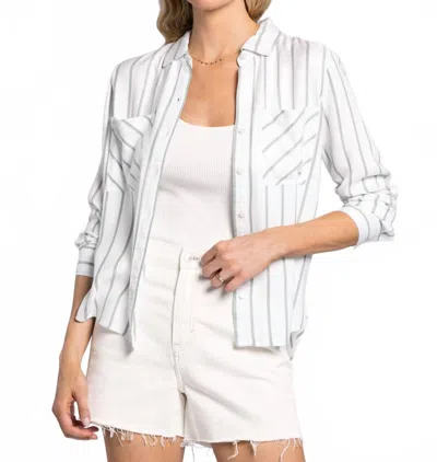 Thread & Supply Myla Long Sleeve Button Down Shirt In Hedge Stripe In White