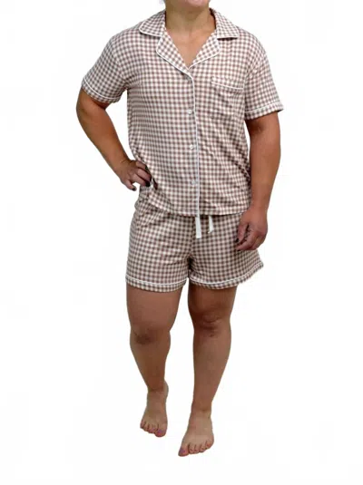 Thread & Supply Nella Pajama Set In Brown Gingham In Multi