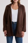 Thread & Supply Open Front Cardigan Coat In Dark Brown