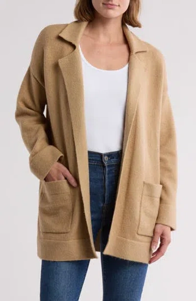 Thread & Supply Open Front Cardigan Coat In Soft Beige