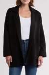 Thread & Supply Open Front Cardigan Coat In Solid Black