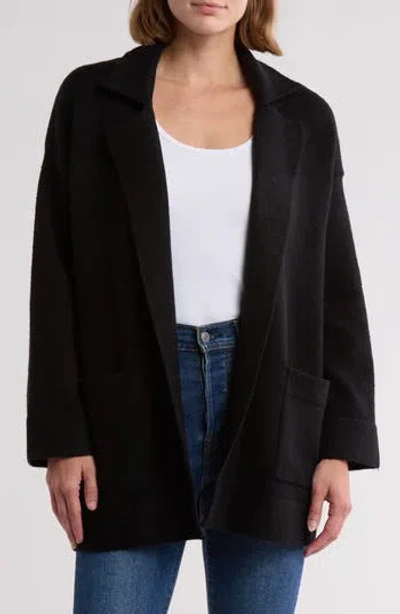 Thread & Supply Open Front Cardigan Coat In Solid Black