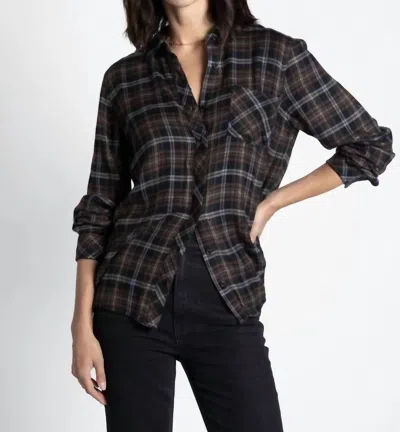 Thread & Supply Orion Top In Black Brown Moss Plaid