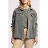 Thread & Supply Pippin Jacket In Black Discharge Stripe In Olive Vine