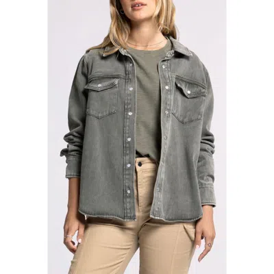 Thread & Supply Pippin Jacket In Black Discharge Stripe In Olive Vine