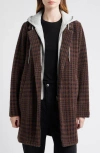 Thread & Supply Plaid Coat With Bib Hoodie In Brown