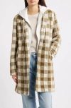 Thread & Supply Plaid Coat With Bib Hoodie In Green