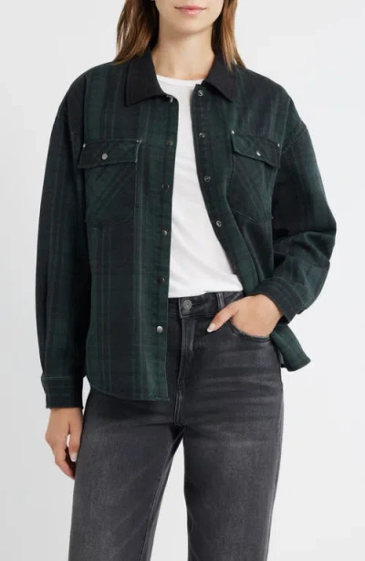 Thread & Supply Plaid Cotton Shacket In Blue