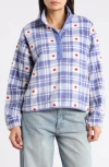 Thread & Supply Plaid Fleece Pullover In Ivory Blue Multi