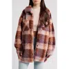 Thread & Supply Plaid Fleece Shirt Jacket In Mulberry Combo