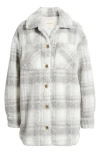 Thread & Supply Plaid Fleece Shirt Jacket In Light Grey Plaid