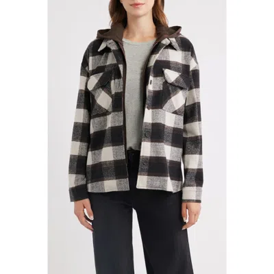 Thread & Supply Plaid Hooded Shacket In Black