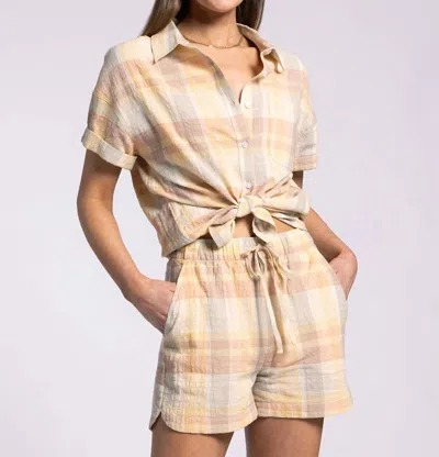 THREAD & SUPPLY PLAID PEARL TOP IN YELLOW/CLAY PLAID
