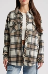 Thread & Supply Plaid Polar Fleece Shacket In Black Camel