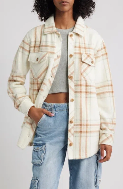 Thread & Supply Plaid Polar Fleece Shacket In Brown