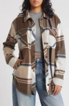 Thread & Supply Plaid Polar Fleece Shacket In Charcoal Brown