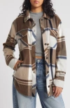 Thread & Supply Plaid Polar Fleece Shacket In Charcoal Brown