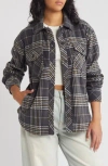 Thread & Supply Plaid Polar Fleece Shacket In Charcoal Plaid
