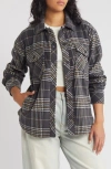 Thread & Supply Plaid Polar Fleece Shacket In Charcoal Plaid