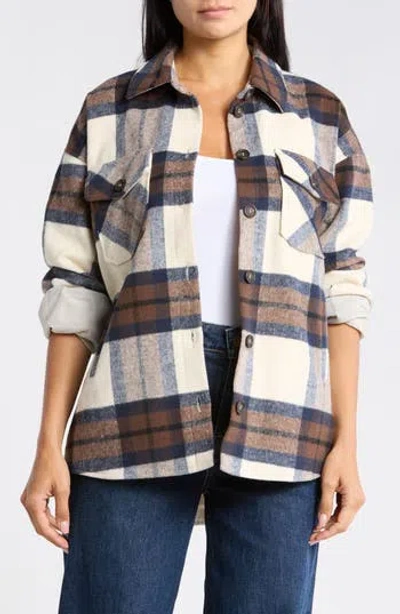 Thread & Supply Plaid Shacket In Navy Brown