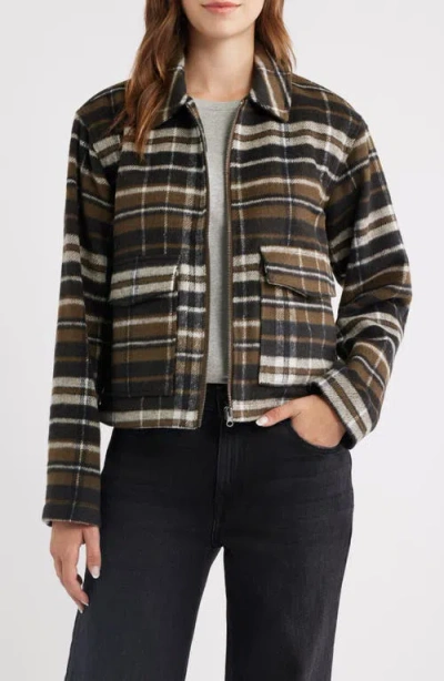 Thread & Supply Plaid Zip Up Jacket In Black
