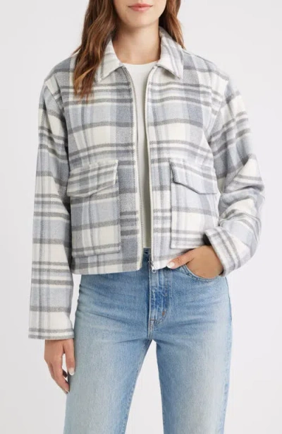 Thread & Supply Plaid Zip Up Jacket In Gray